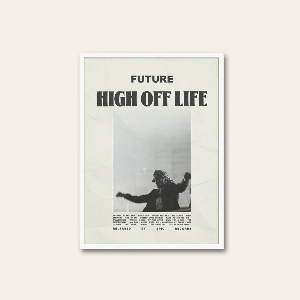 Future High Off Life newspaper poster — white frame