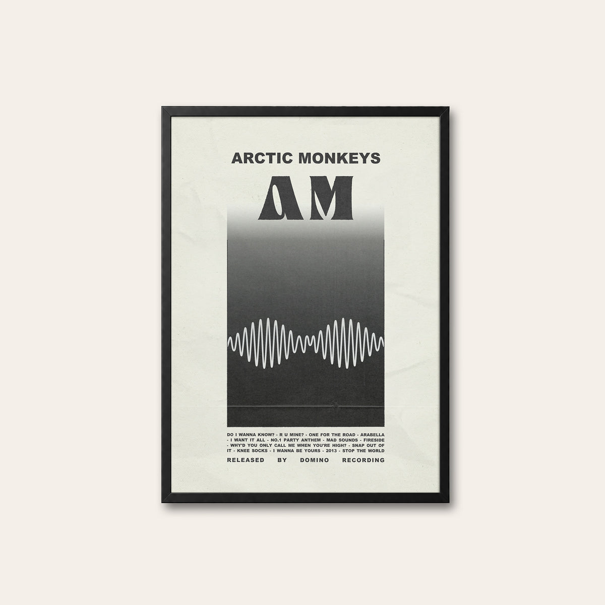 Arctic Monkeys AM newspaper poster — black frame