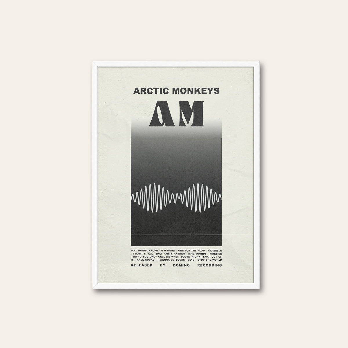 Arctic Monkeys AM newspaper poster — white frame