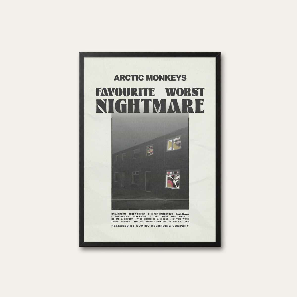 Arctic Monkeys Favourite Worst Nightmare newspaper poster — black frame