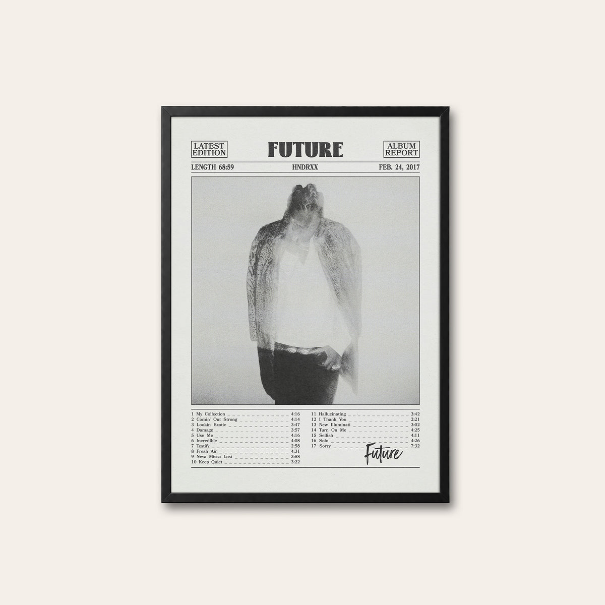 Future HNDRXX newspaper poster — black frame