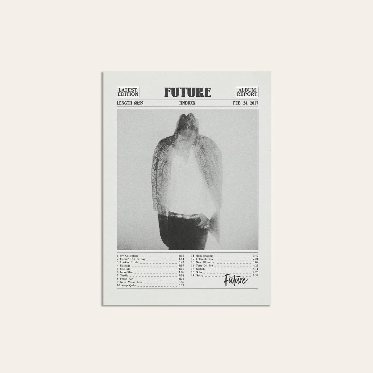 Future HNDRXX newspaper poster — unframed print