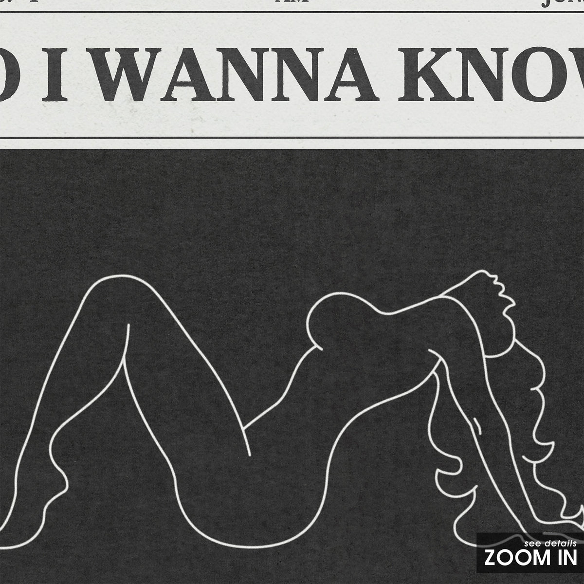 Arctic Monkeys Do I Wanna Know? newspaper poster — close-up detail