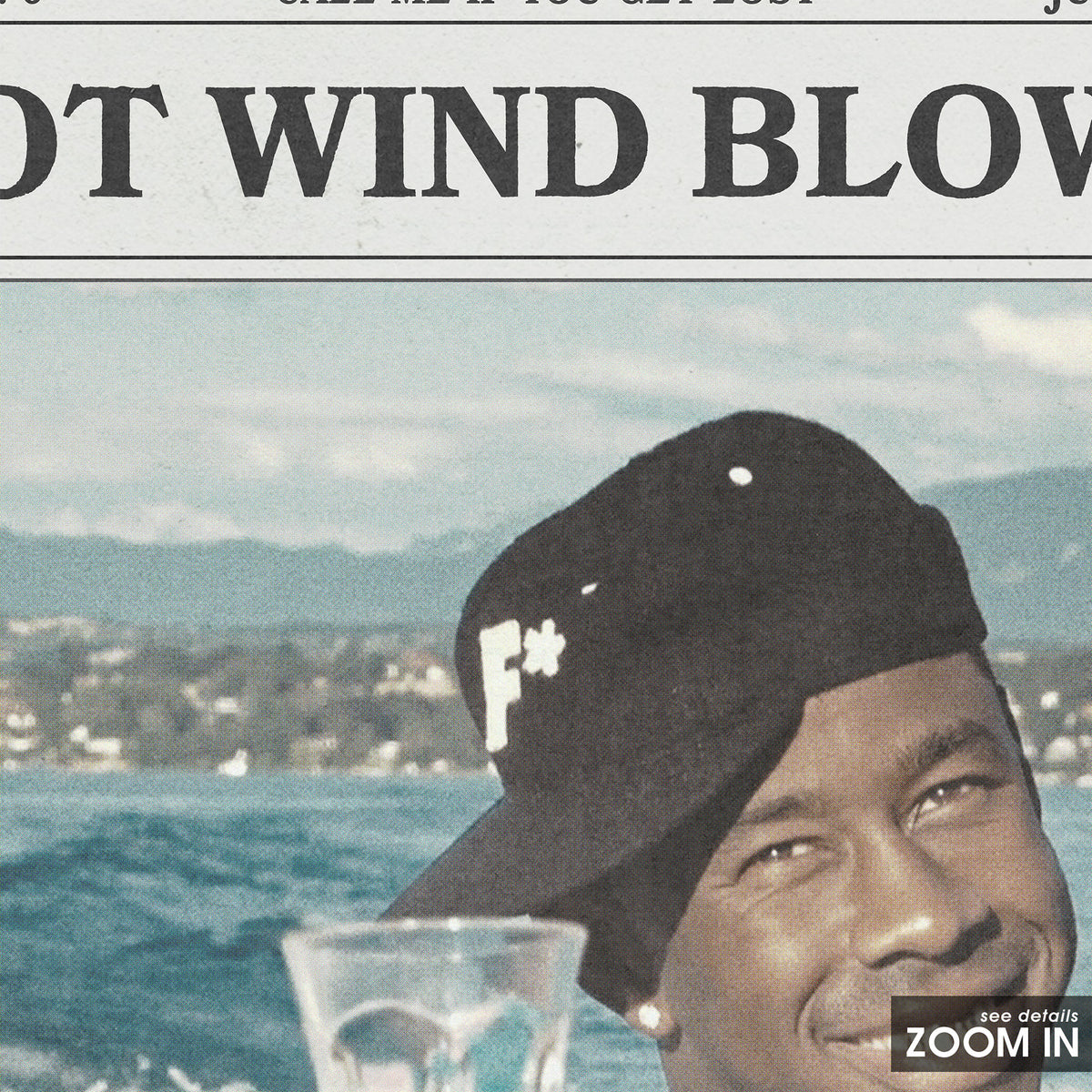 Tyler, the Creator Hot Wind Blows newspaper poster — close-up detail