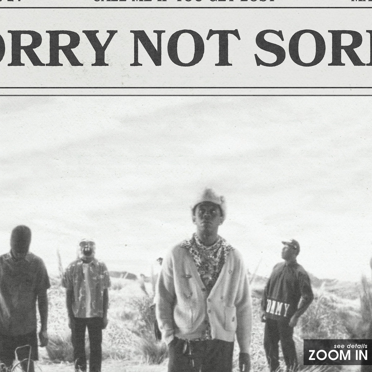Tyler, the Creator Sorry Not Sorry newspaper poster, Group — close-up detail