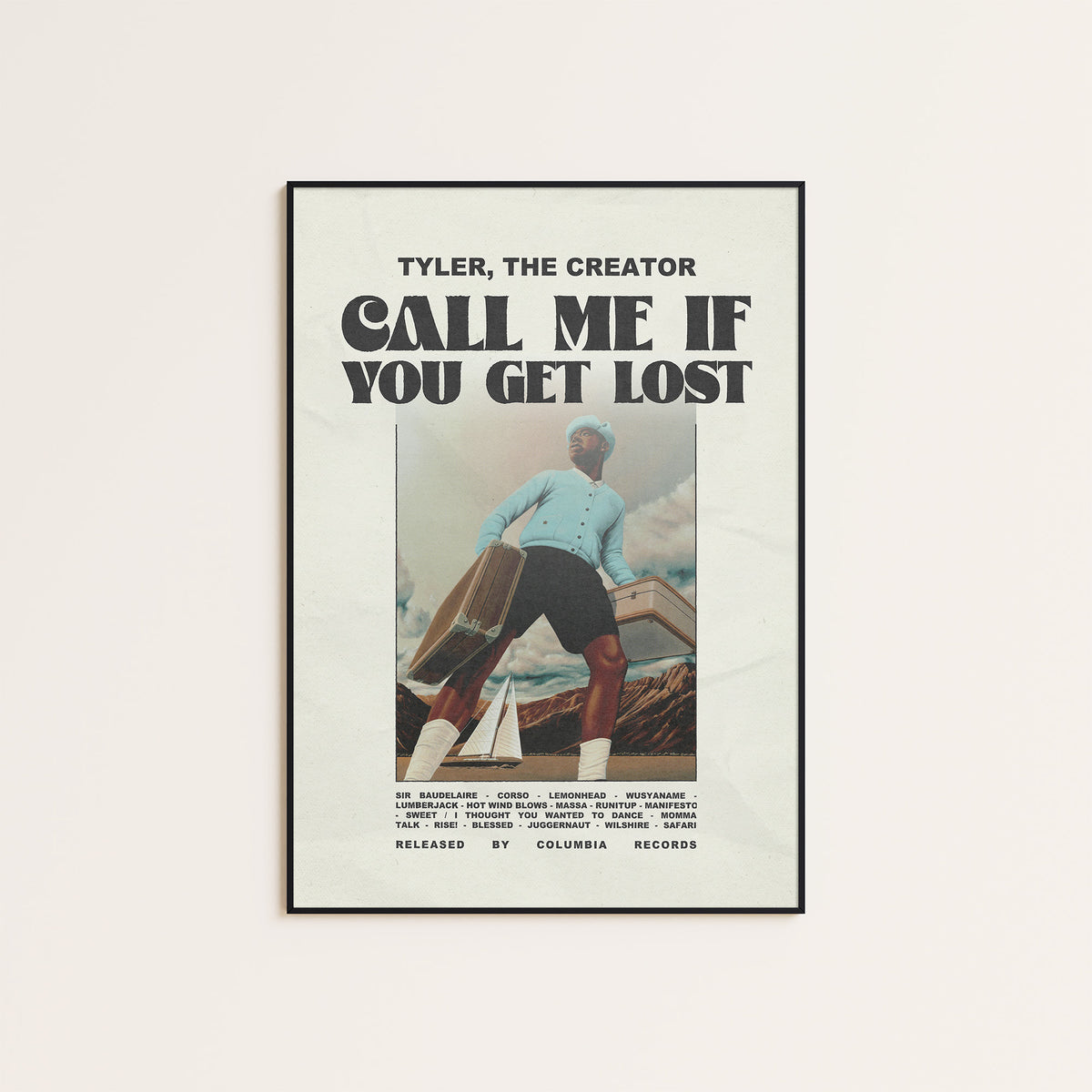 Tyler, the Creator Call Me If You Get Lost newspaper poster — black frame display
