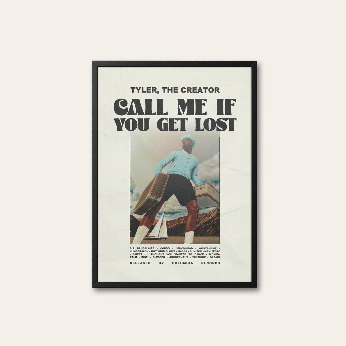 Tyler, the Creator Call Me If You Get Lost newspaper poster — black frame
