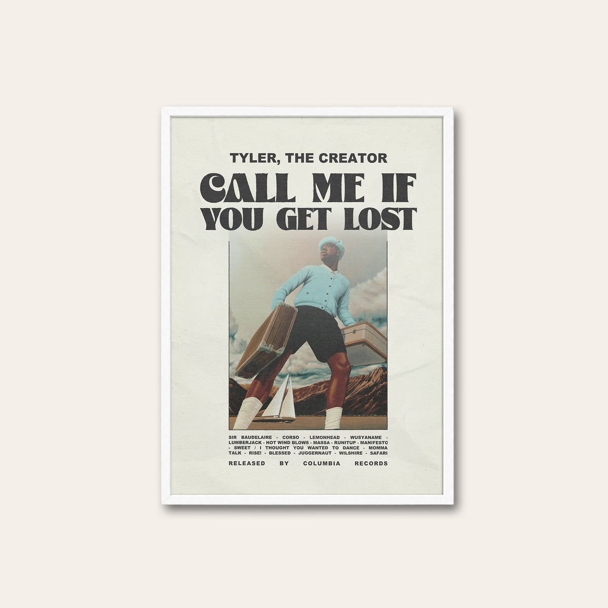 Tyler, the Creator Call Me If You Get Lost newspaper poster — white frame