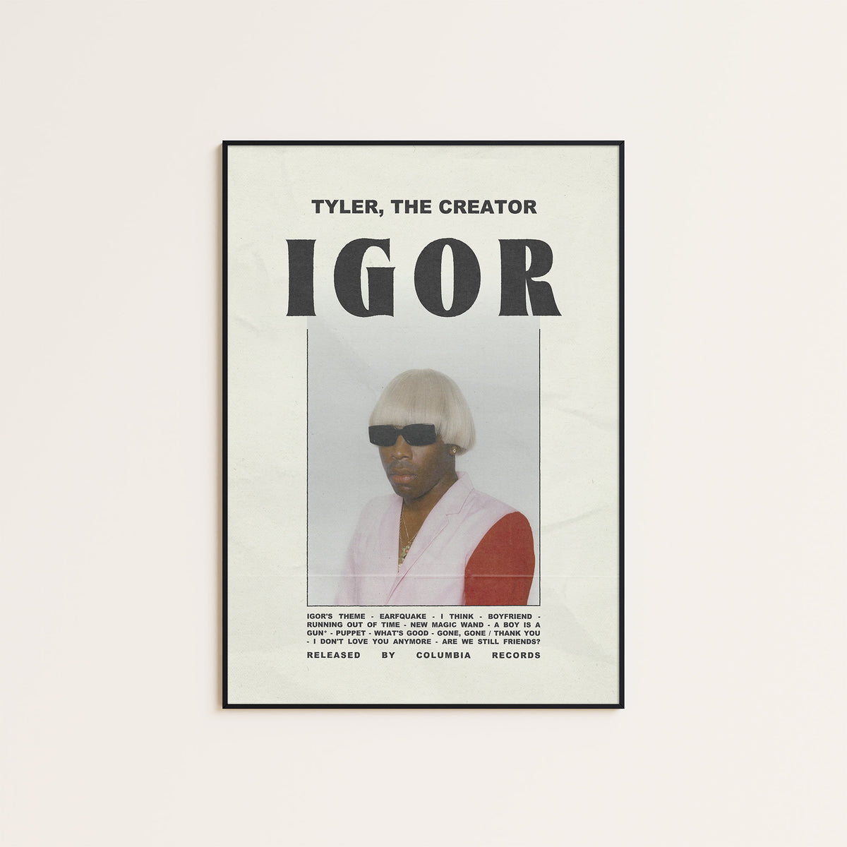 Tyler, the Creator Igor newspaper poster, Blond Portrait — black frame display