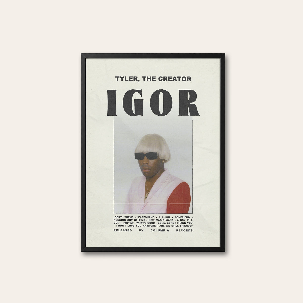 Tyler, the Creator Igor newspaper poster, Blond Portrait — black frame