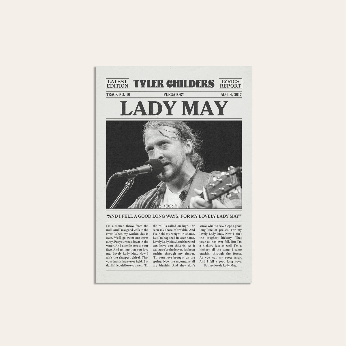 Tyler Childers Lady May newspaper poster — unframed print
