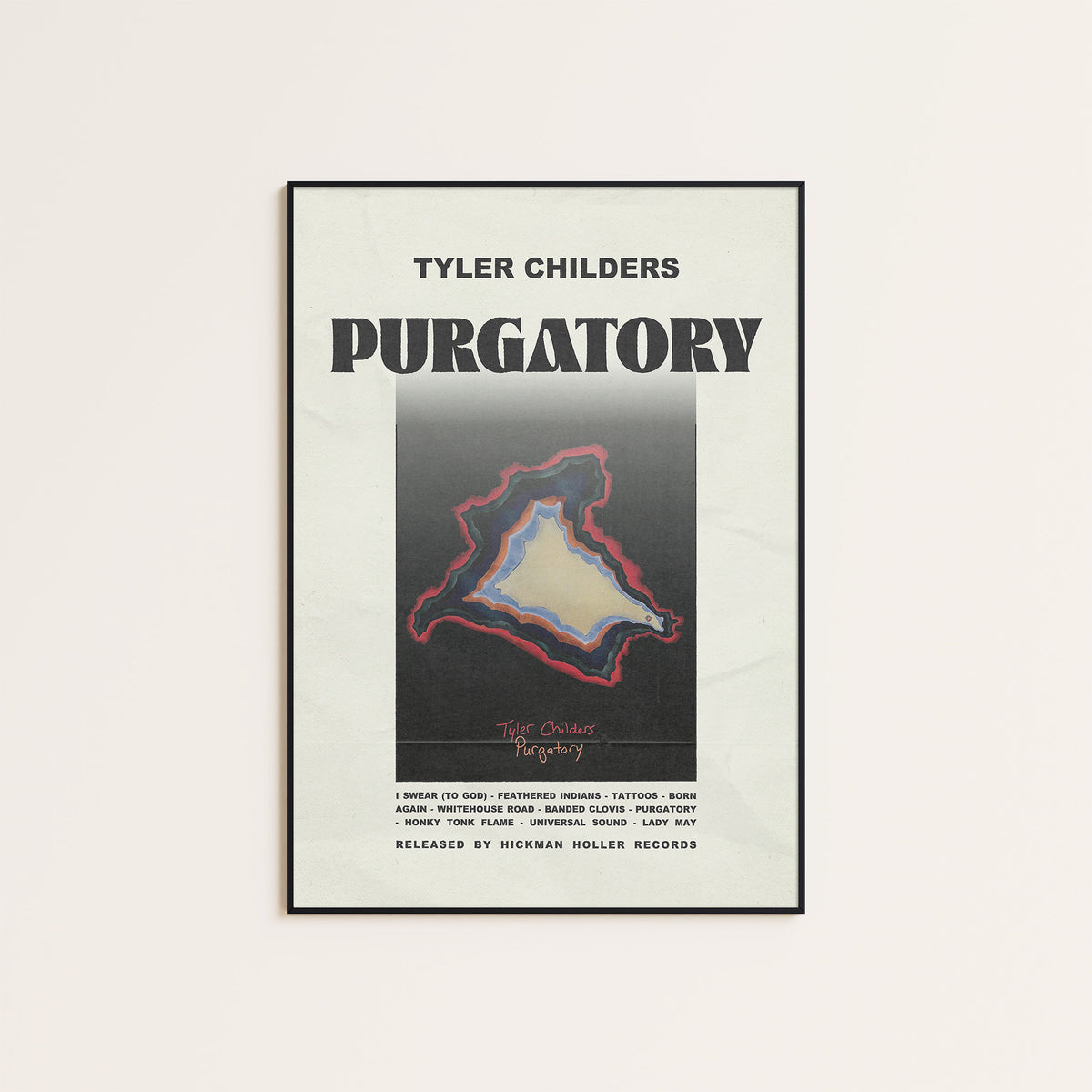 Tyler Childers Purgatory newspaper poster — black frame display