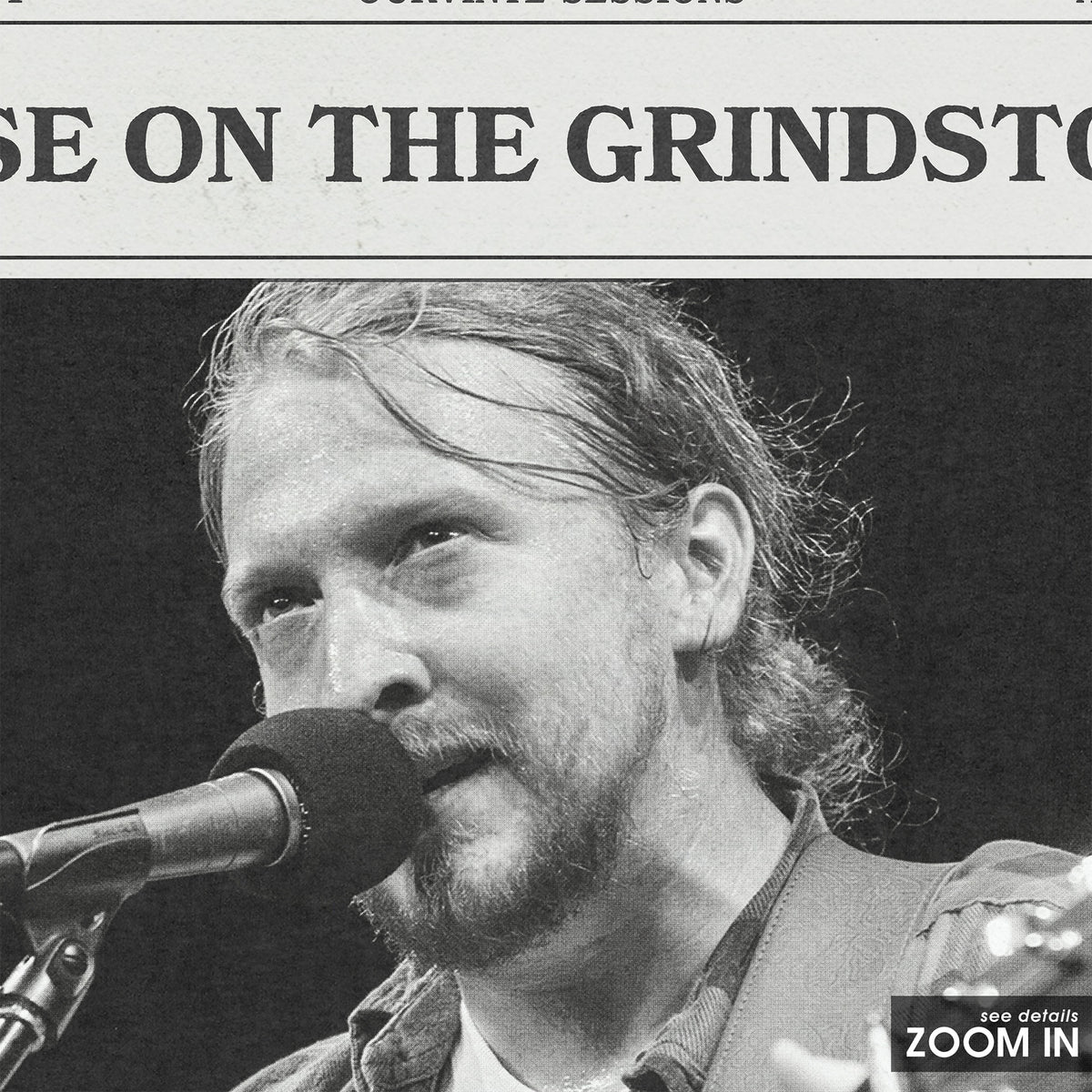 Tyler Childers Nose on the Grindstone newspaper poster — close-up detail