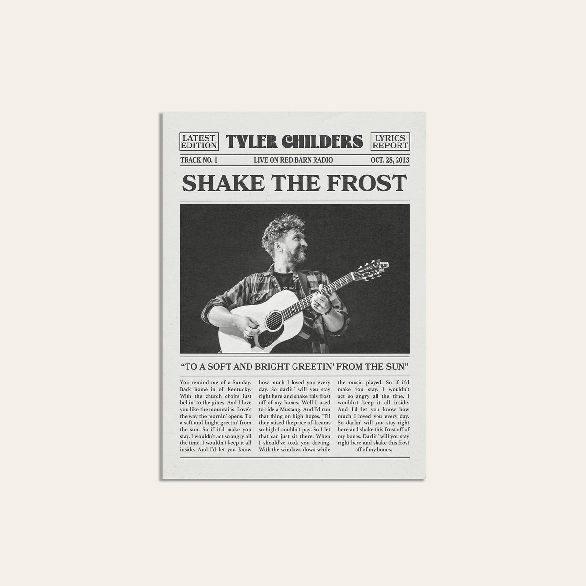 Tyler Childers Shake the Frost newspaper poster — unframed print