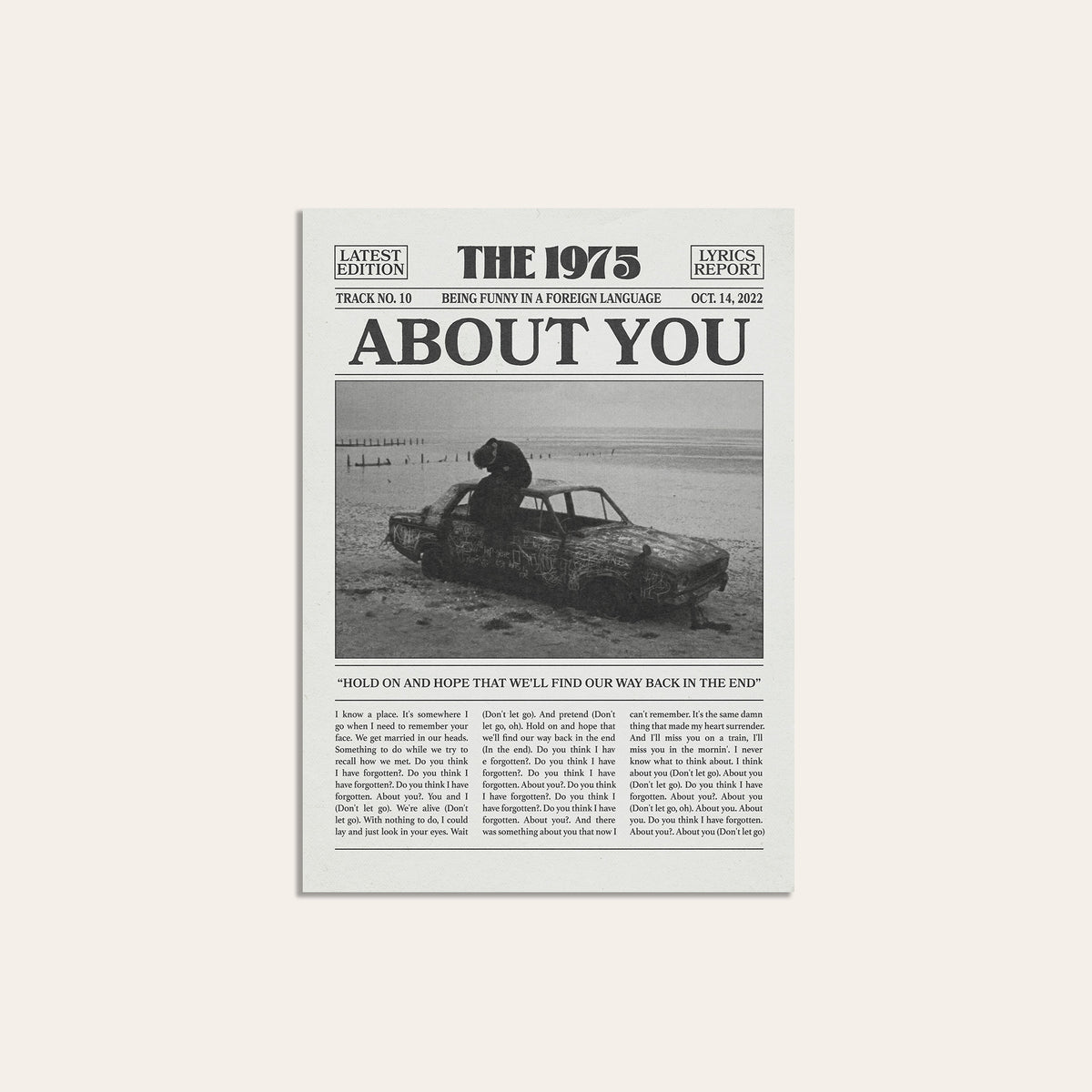 The 1975 About You newspaper poster — unframed print