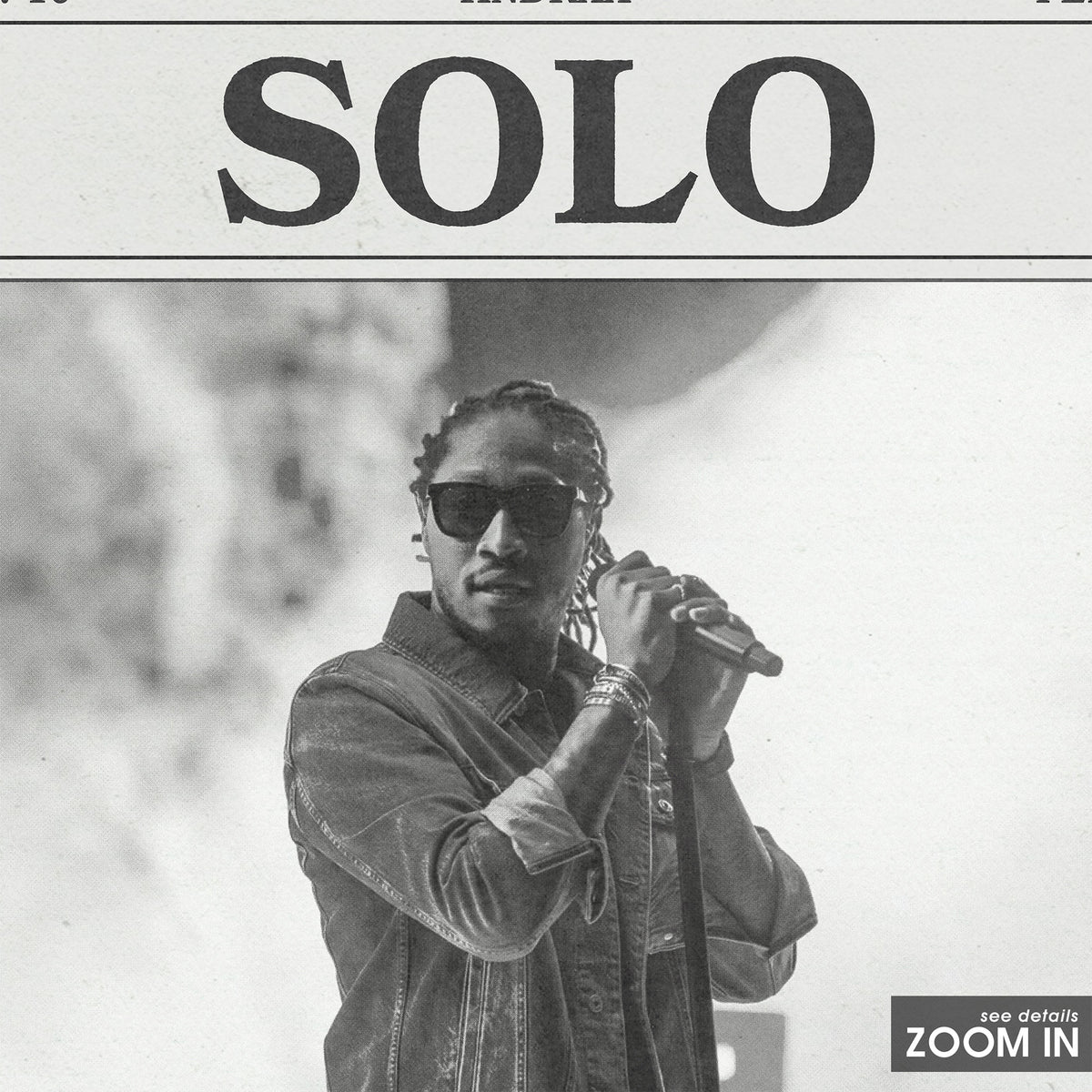 Future Solo newspaper poster — close-up detail