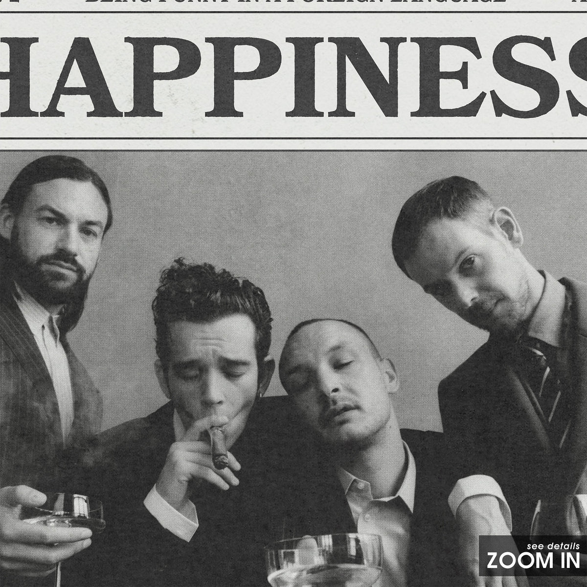 The 1975 Happiness newspaper poster — close-up detail