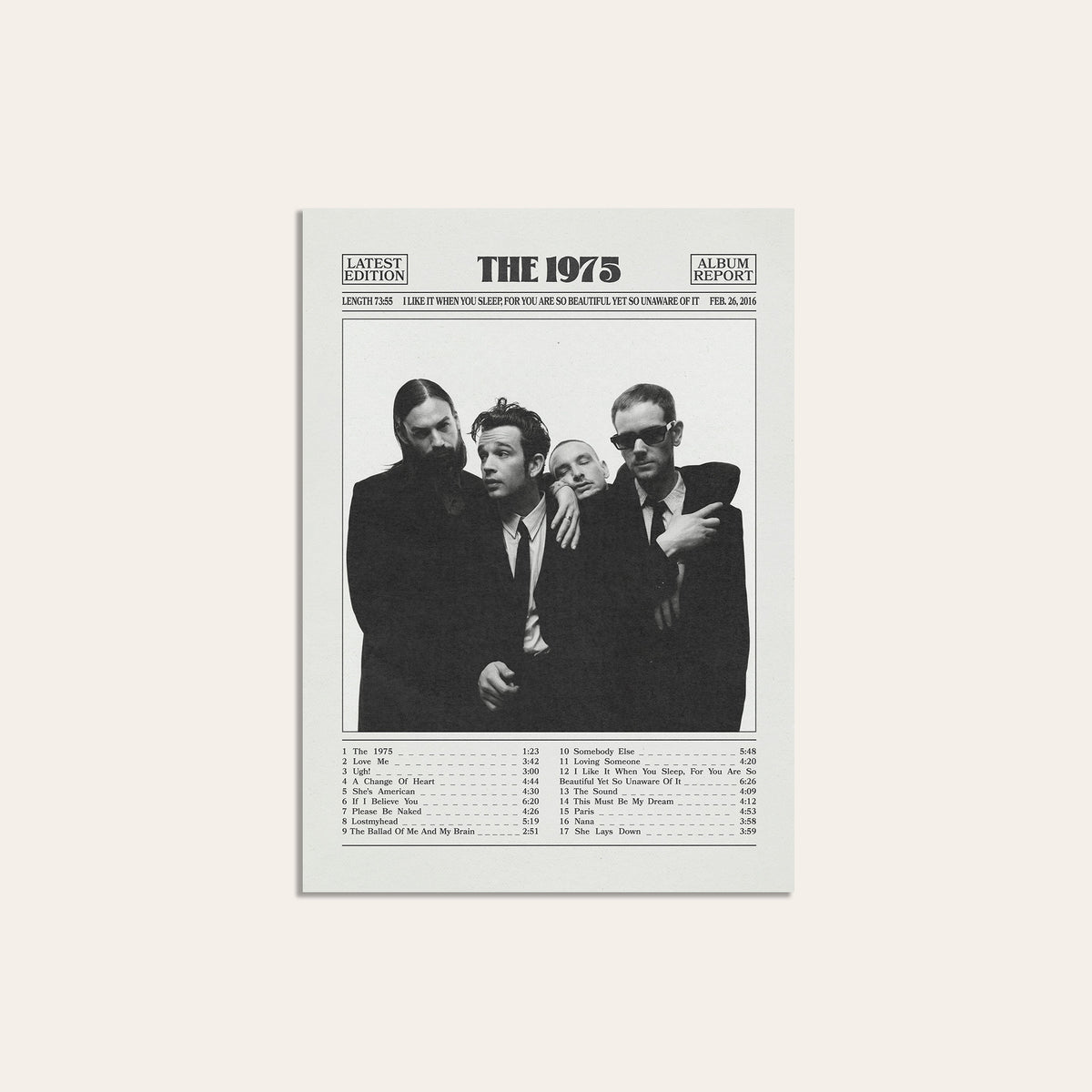 The 1975 I Like It When You Sleep album poster — unframed print