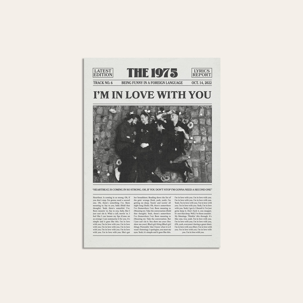 The 1975 I'm in Love with You newspaper poster — unframed print