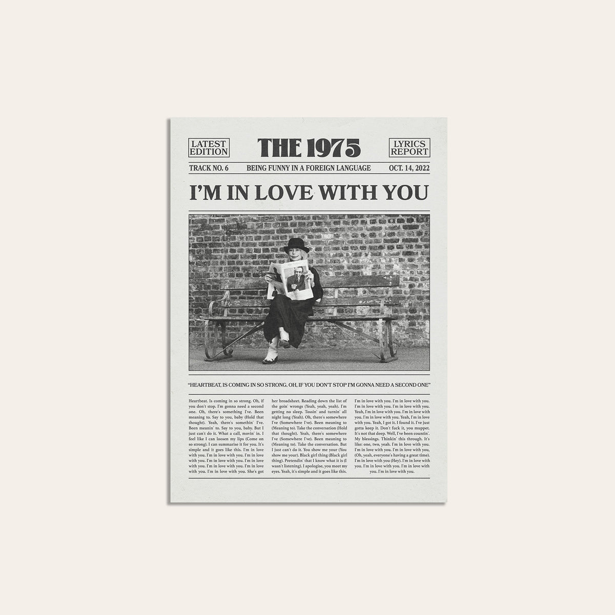 The 1975 I'm in Love with You newspaper poster — unframed print