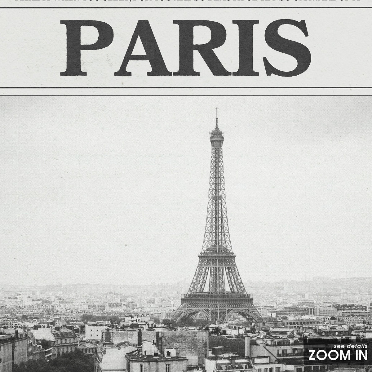 The 1975 Paris newspaper poster — close-up detail