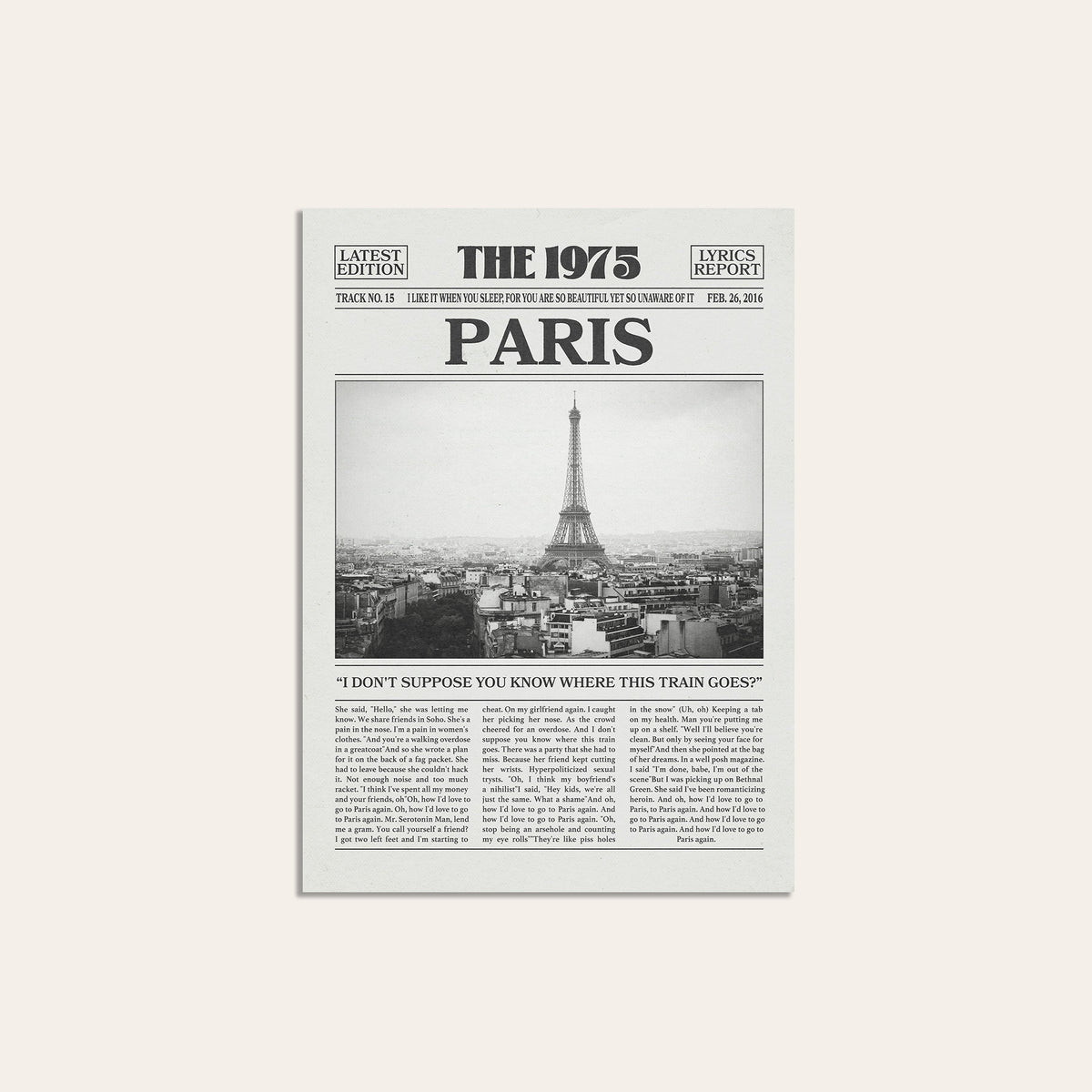 The 1975 Paris newspaper poster — unframed print