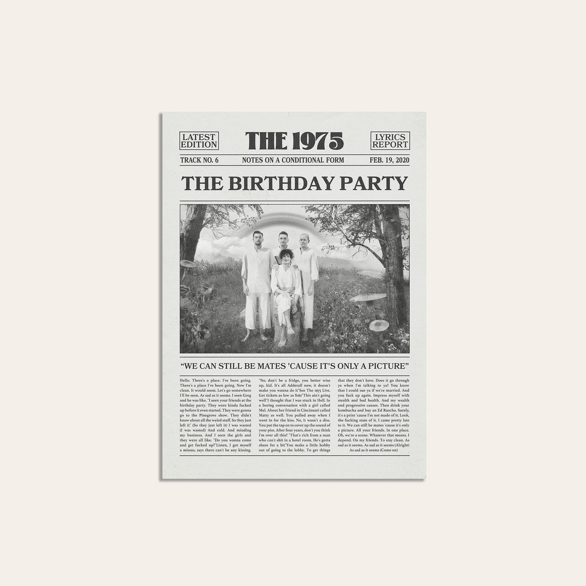 The 1975 The Birthday Party newspaper poster — unframed print