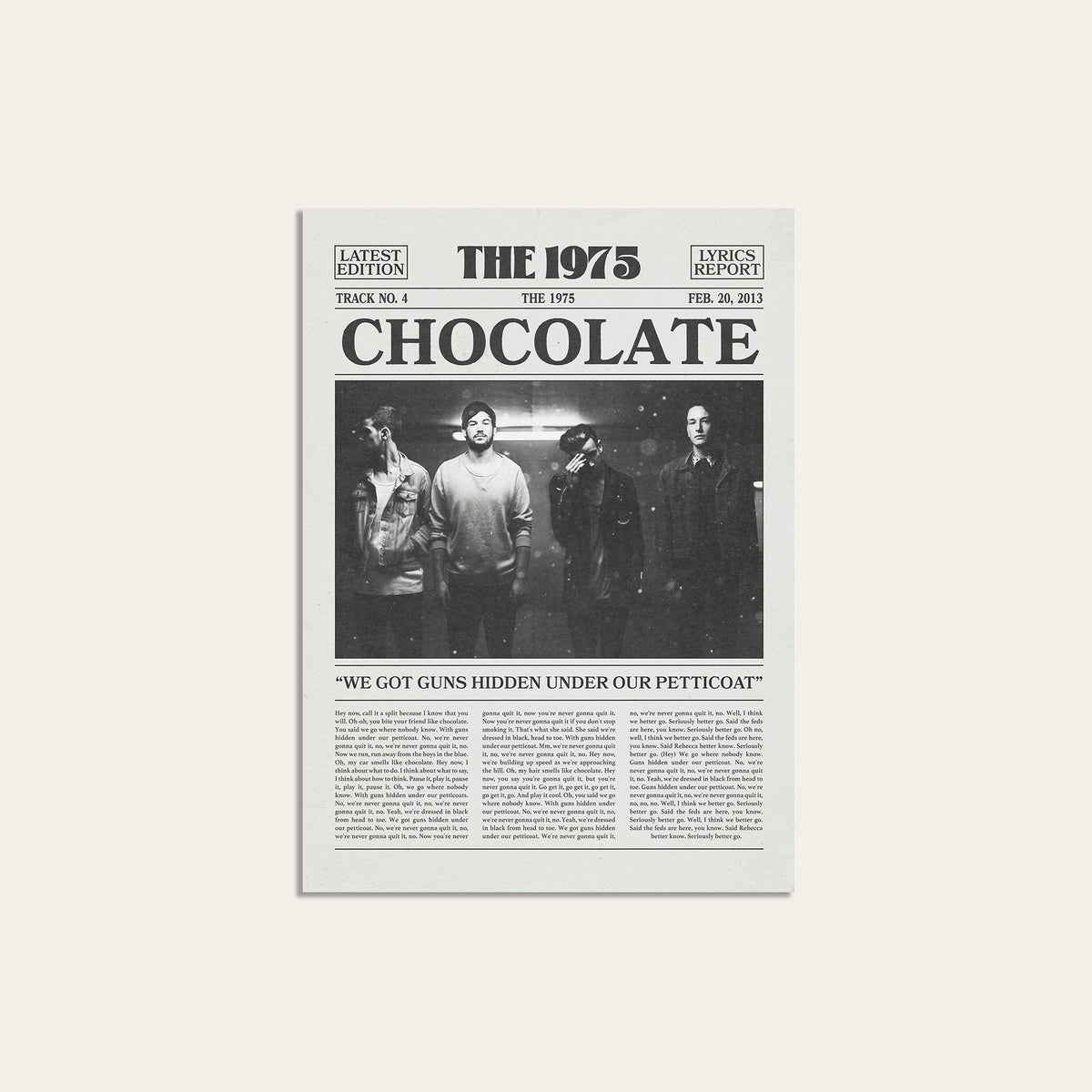 The 1975 Chocolate newspaper poster — unframed print