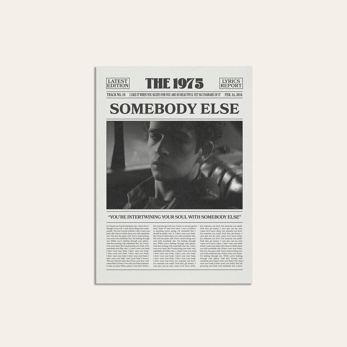 The 1975 Somebody Else newspaper poster — unframed print