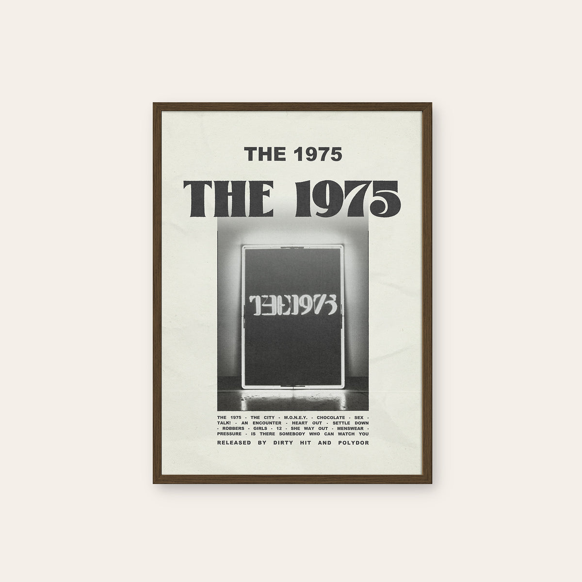 The 1975 The 1975 album poster — dark wood frame