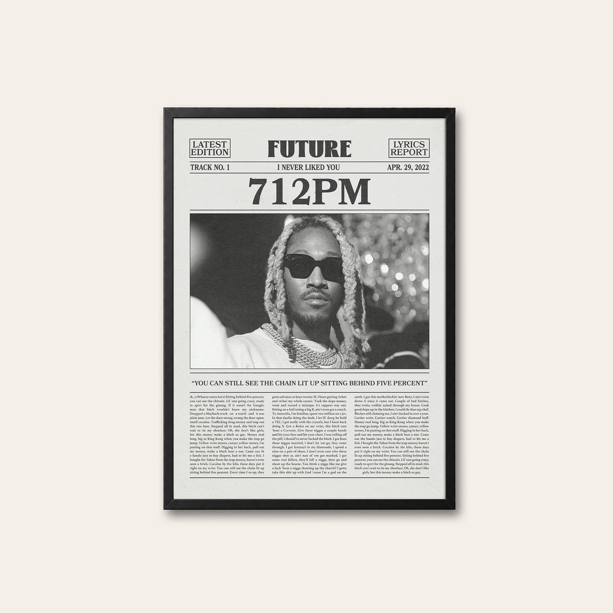 Future 712PM newspaper poster — black frame