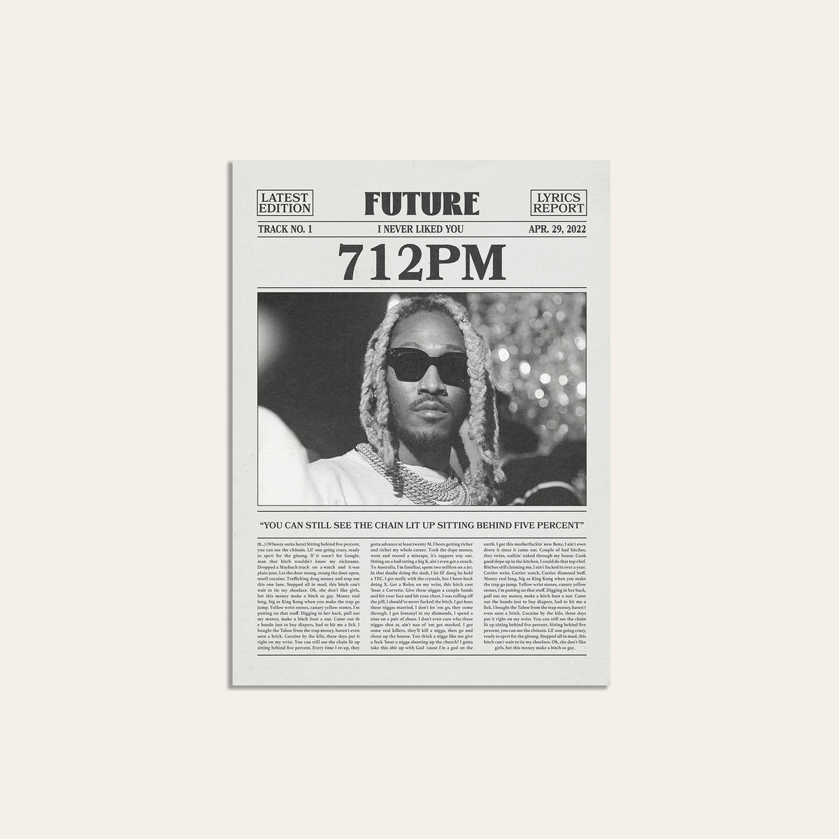 Future 712PM newspaper poster — unframed print