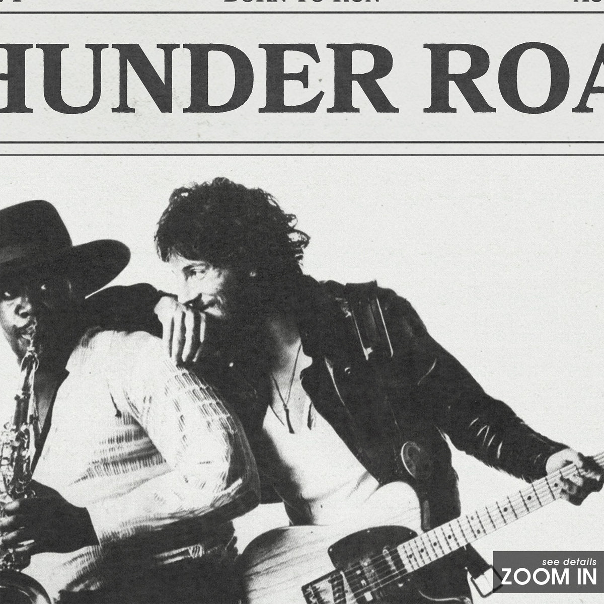 Bruce Springsteen Thunder Road newspaper poster — close-up detail