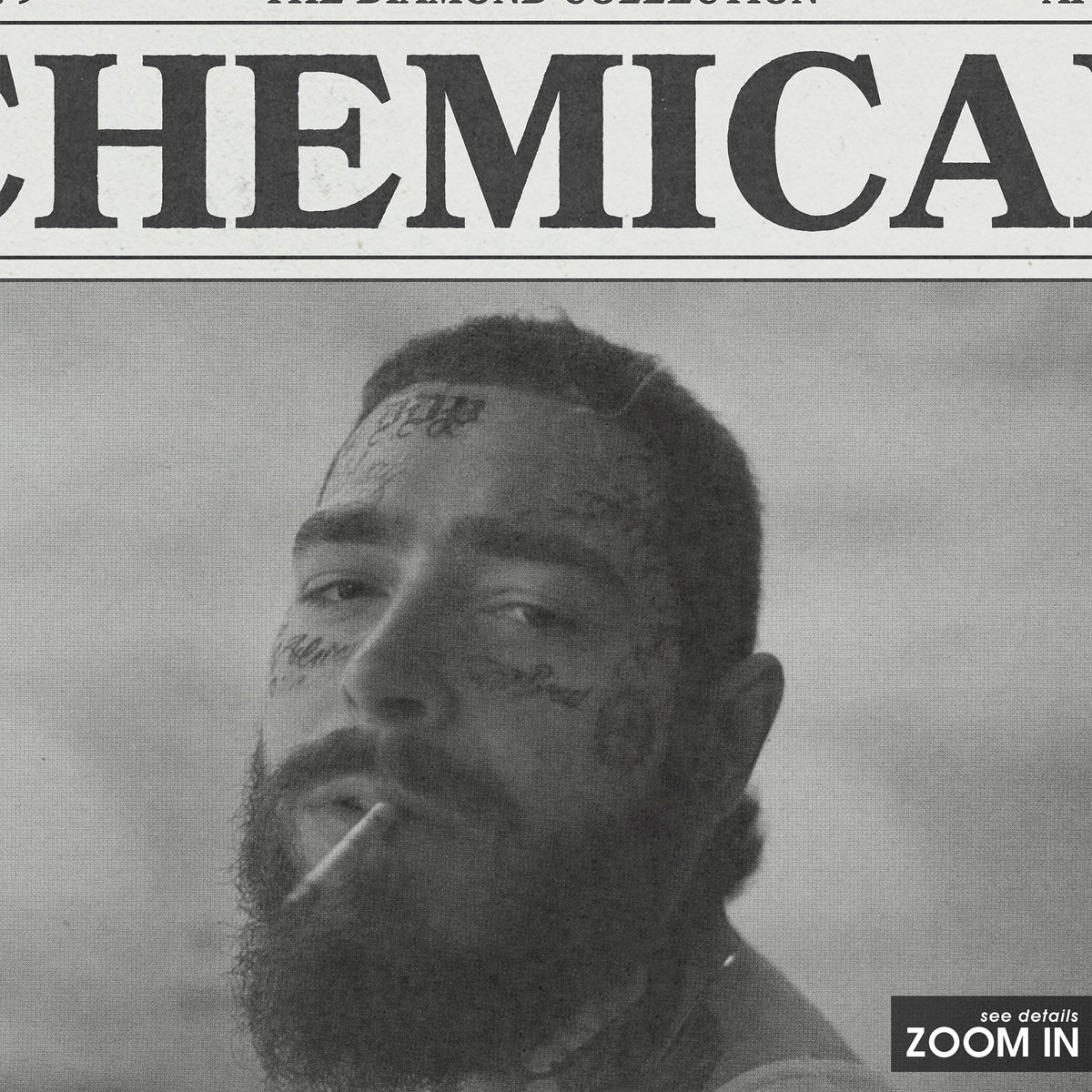 Post Malone Chemical newspaper poster — close-up detail