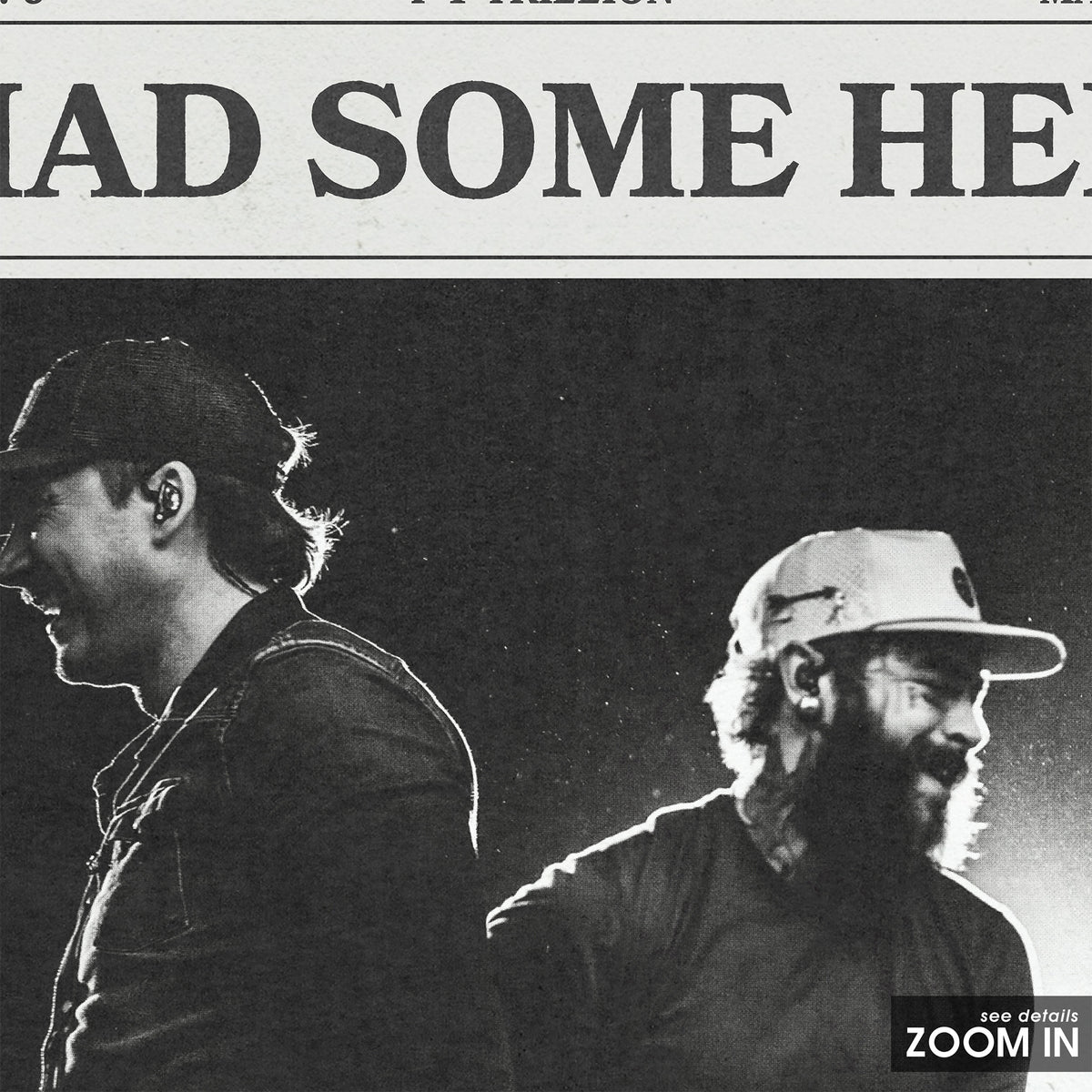 Post Malone & Morgan Wallen I Had Some Help newspaper poster — close-up detail