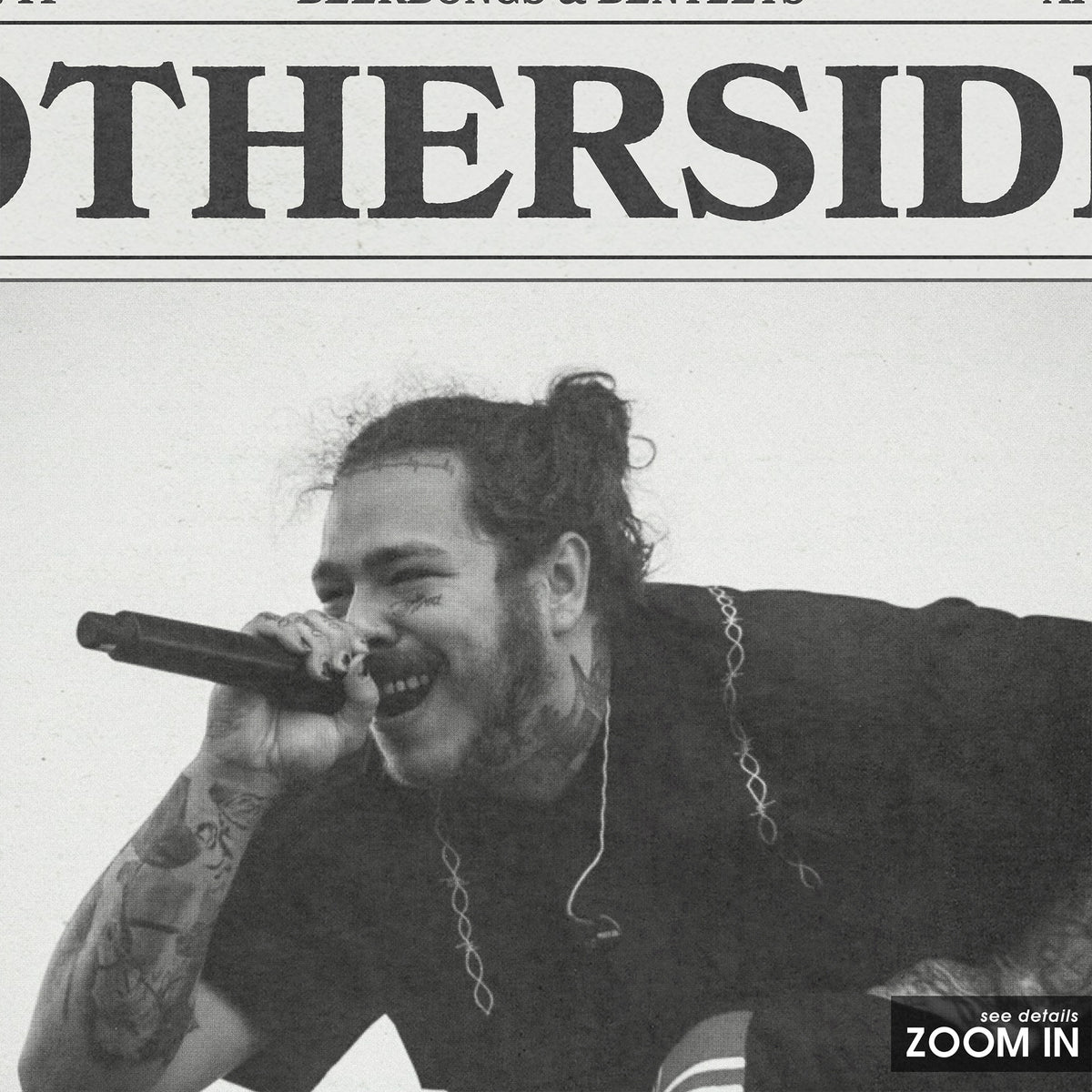 Post Malone Otherside newspaper poster — close-up detail