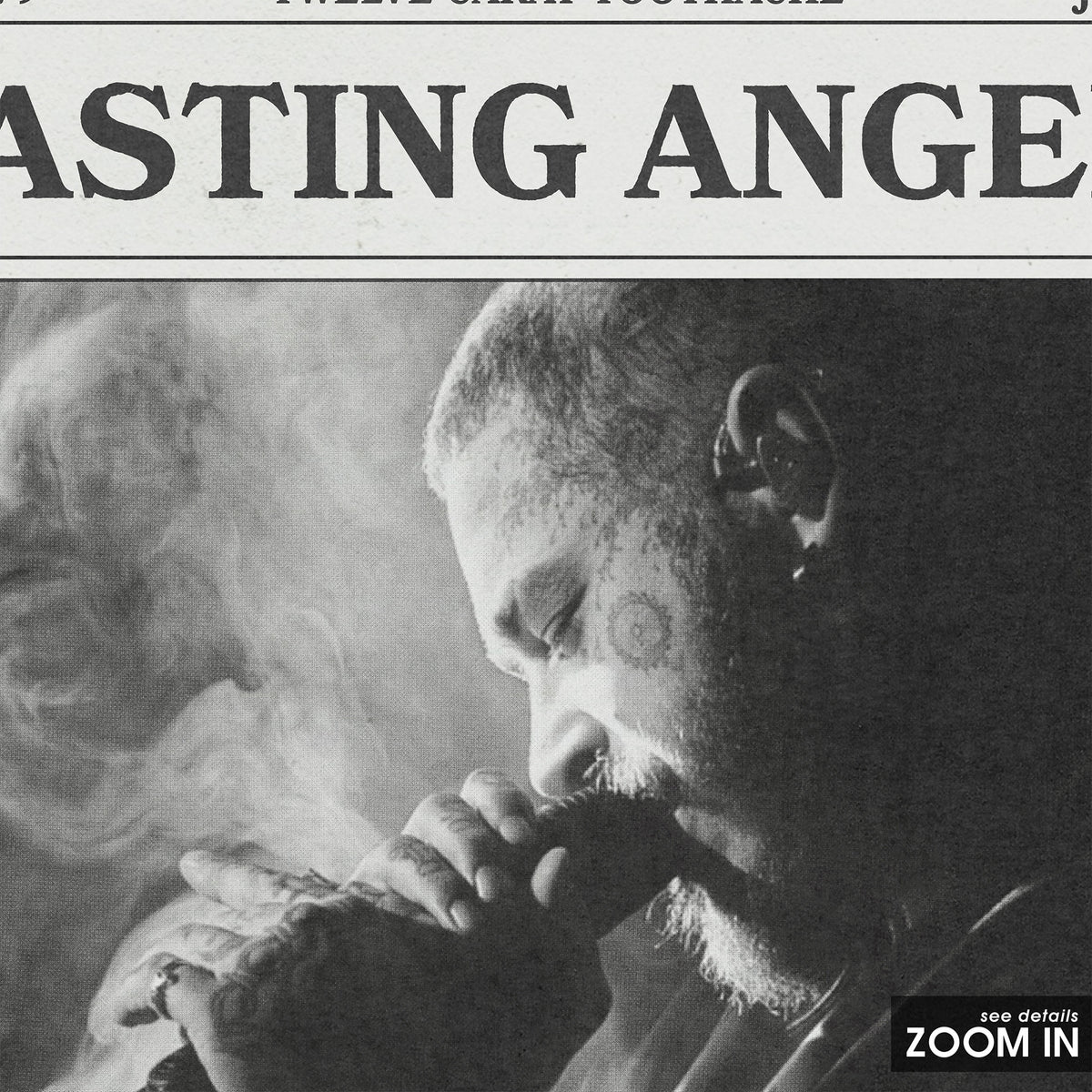 Post Malone Wasting Angels newspaper poster — close-up detail