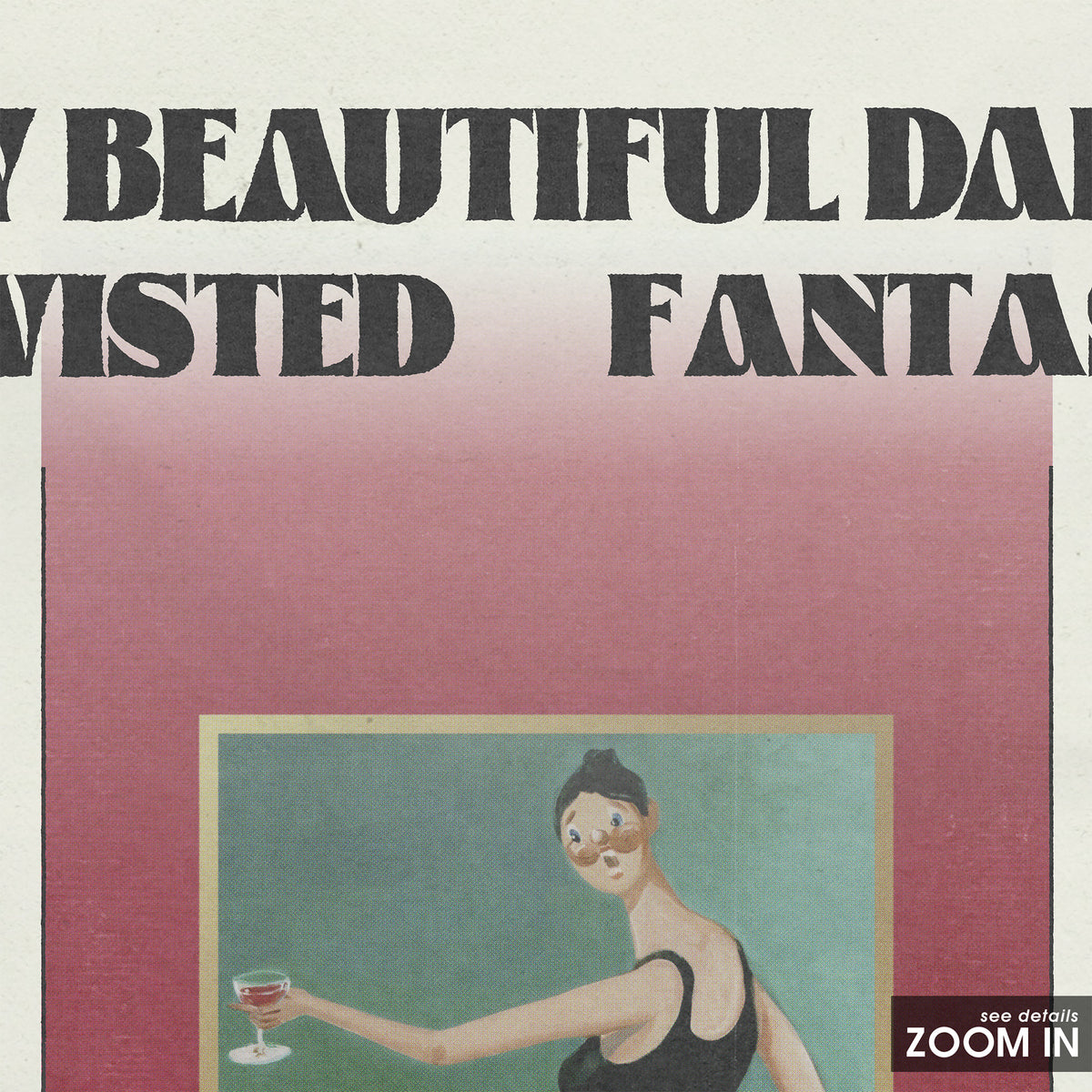 Kanye West My Beautiful Dark Twisted Fantasy album poster — close-up detail