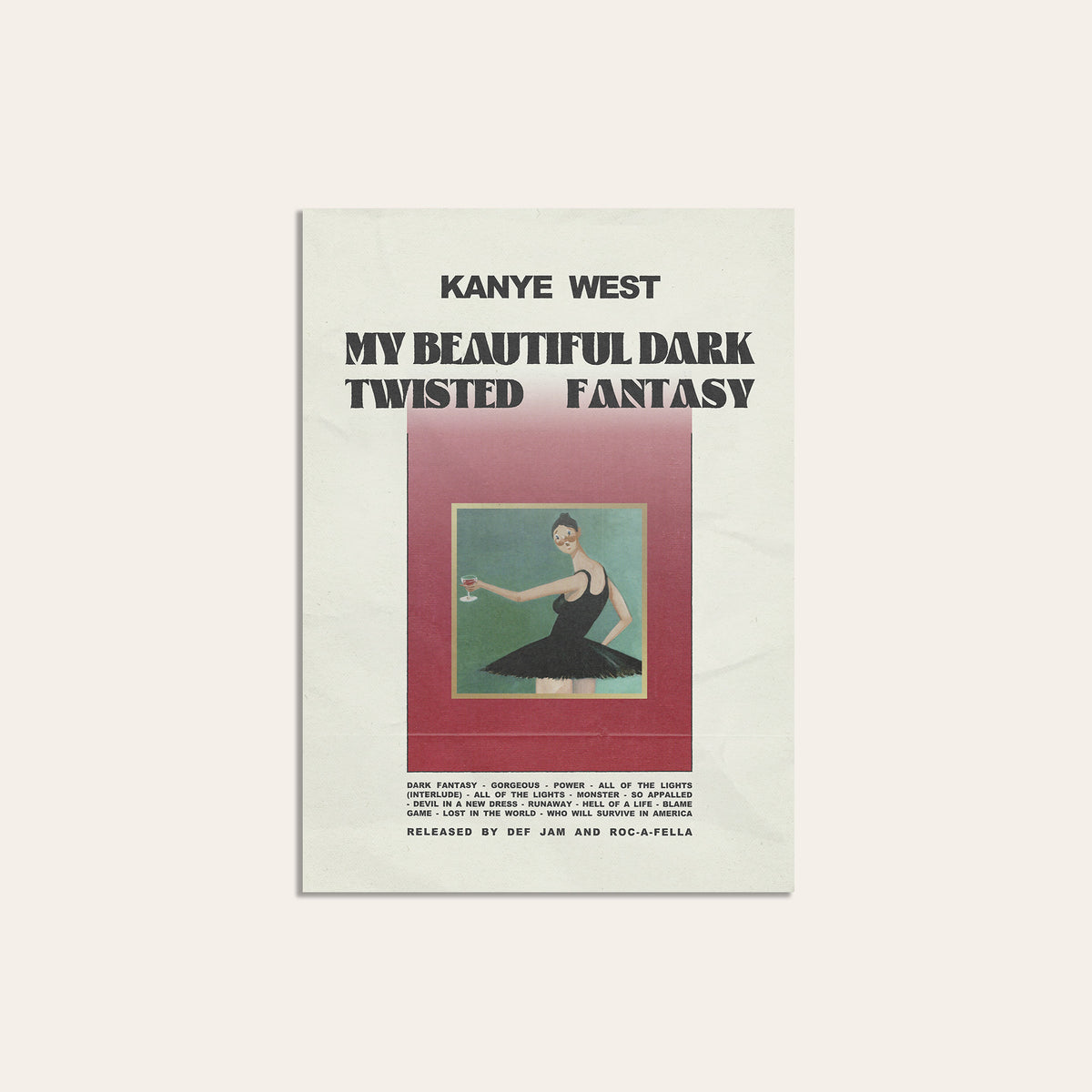 Kanye West My Beautiful Dark Twisted Fantasy album poster — unframed print