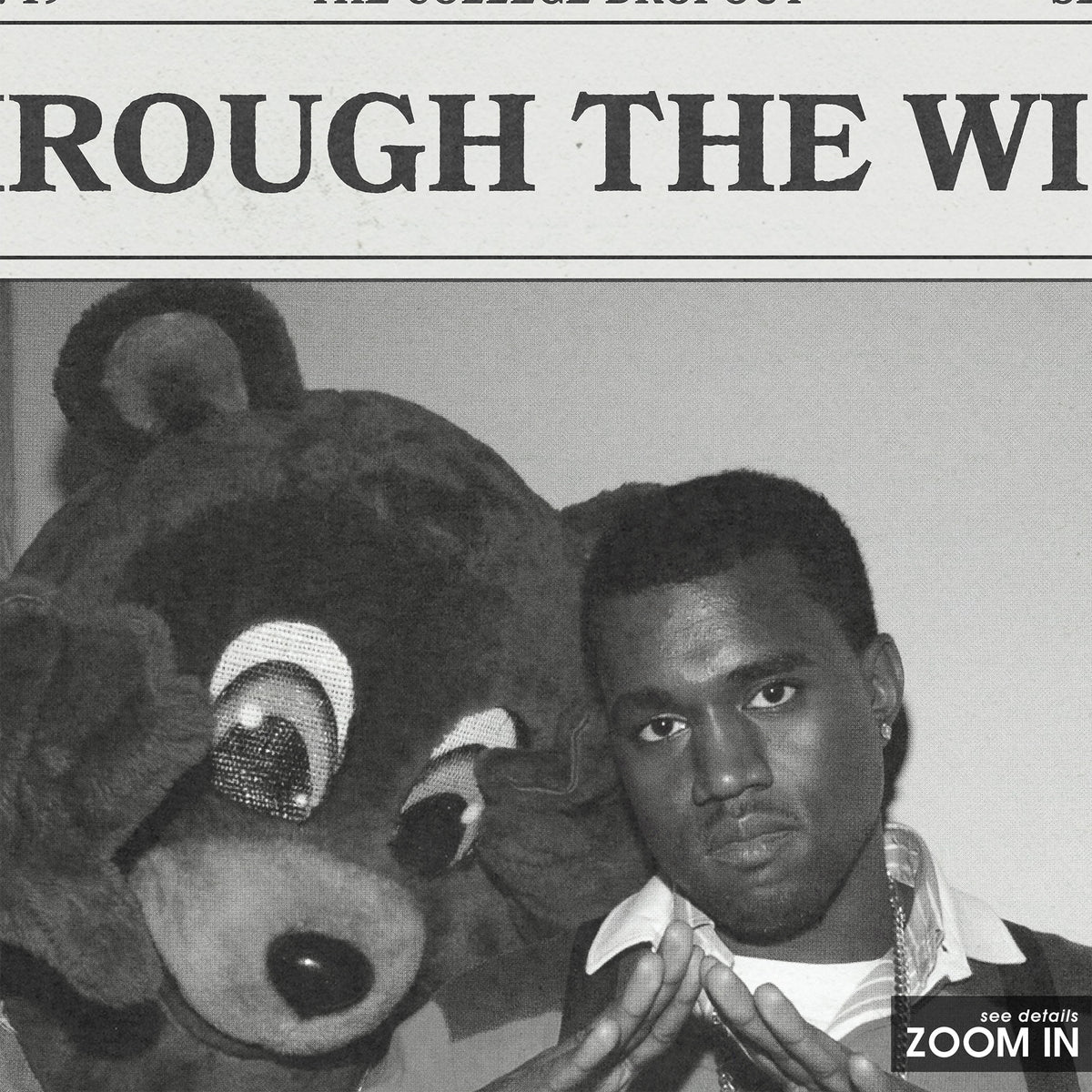 Kanye West Through the Wire newspaper poster — close-up detail