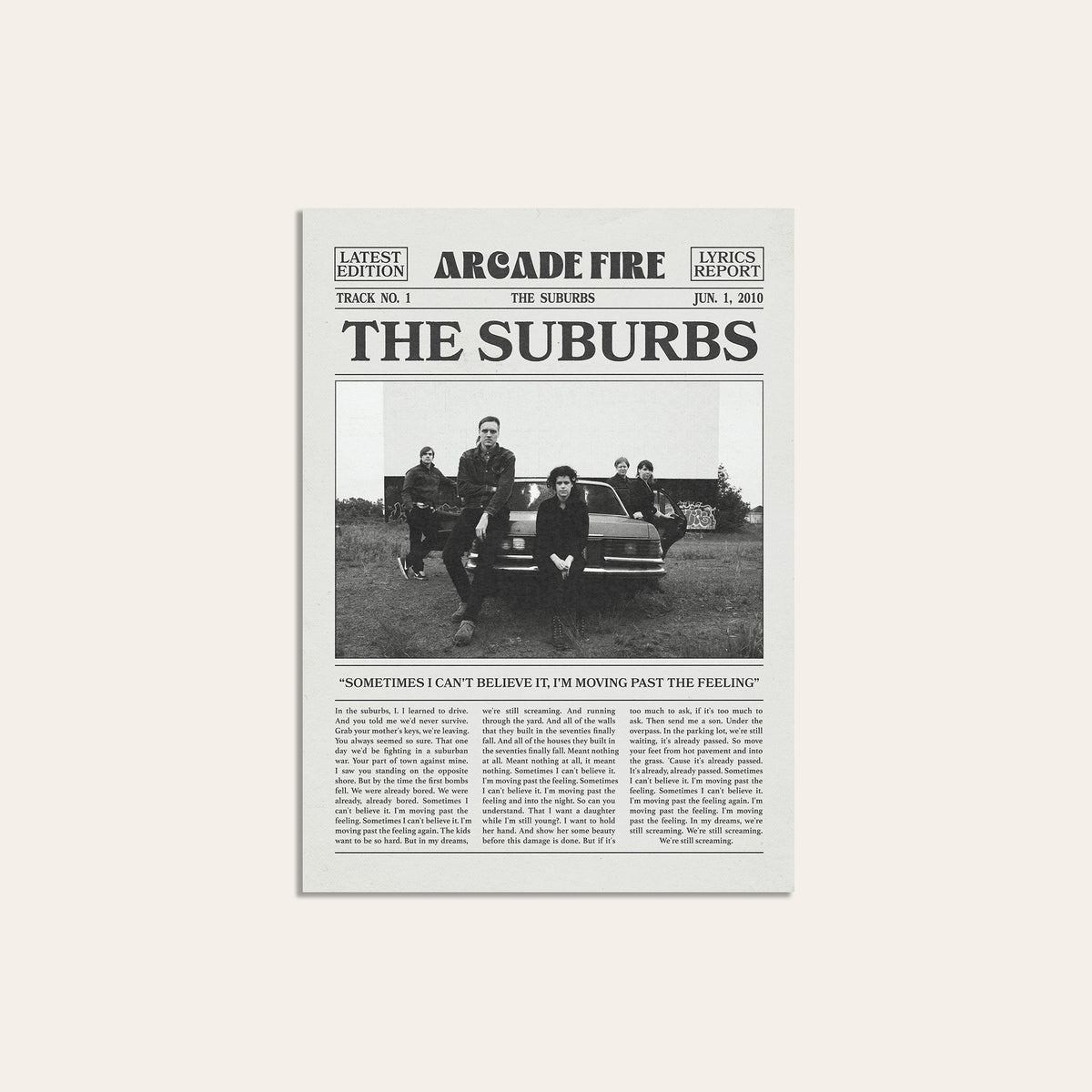 Arcade Fire The Suburbs newspaper poster — unframed print