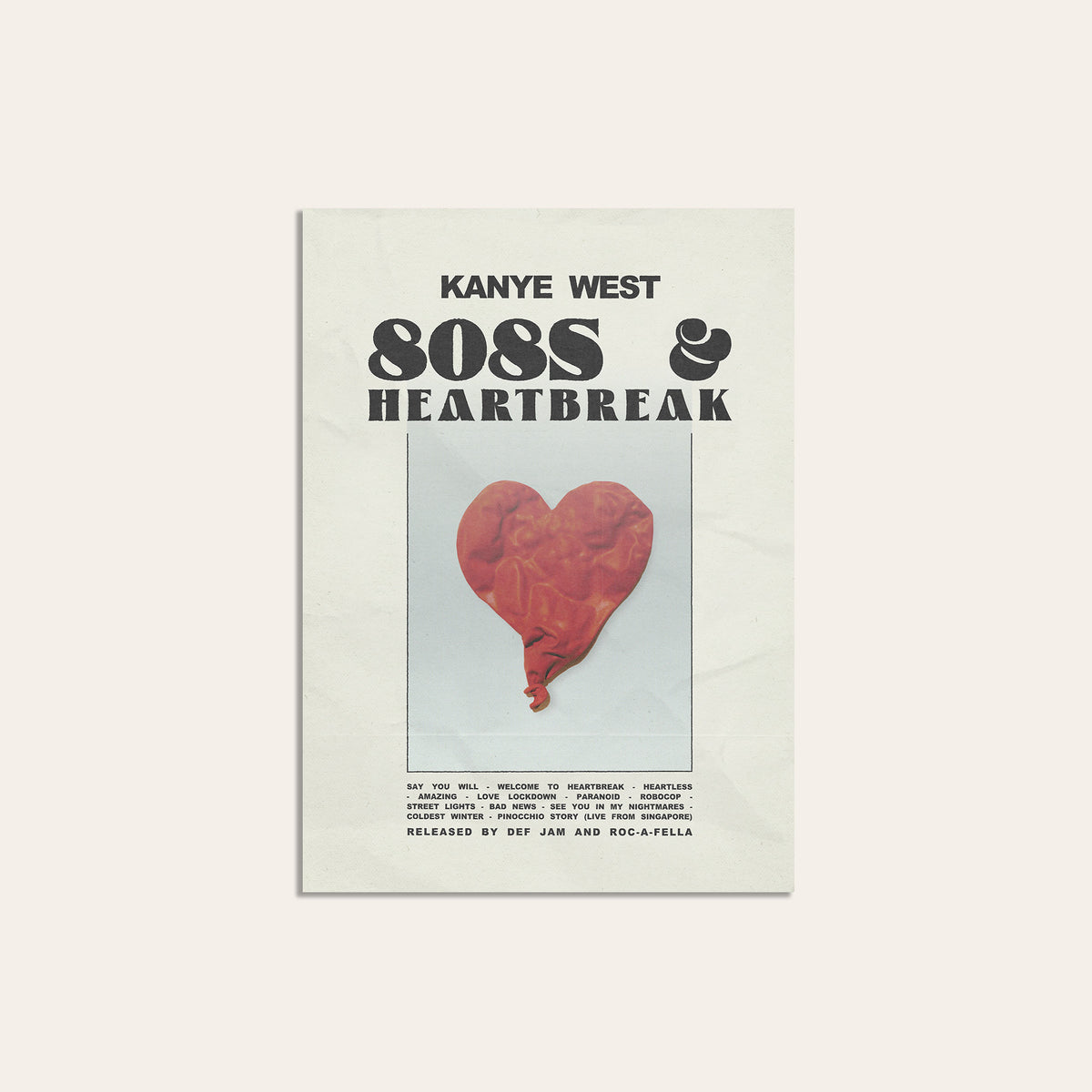 Kanye West 808s & Heartbreak album poster — unframed print
