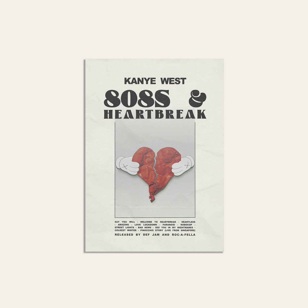 Kanye West 808s & Heartbreak album poster — unframed print