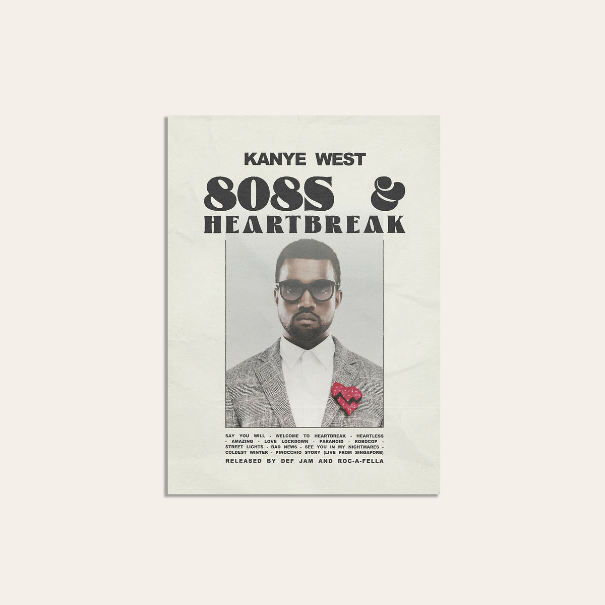 Kanye West 808s & Heartbreak album poster — unframed print