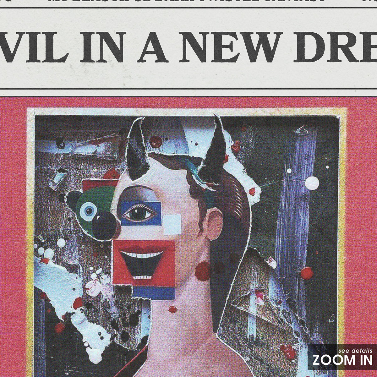 Kanye West Devil in a New Dress newspaper poster — close-up detail