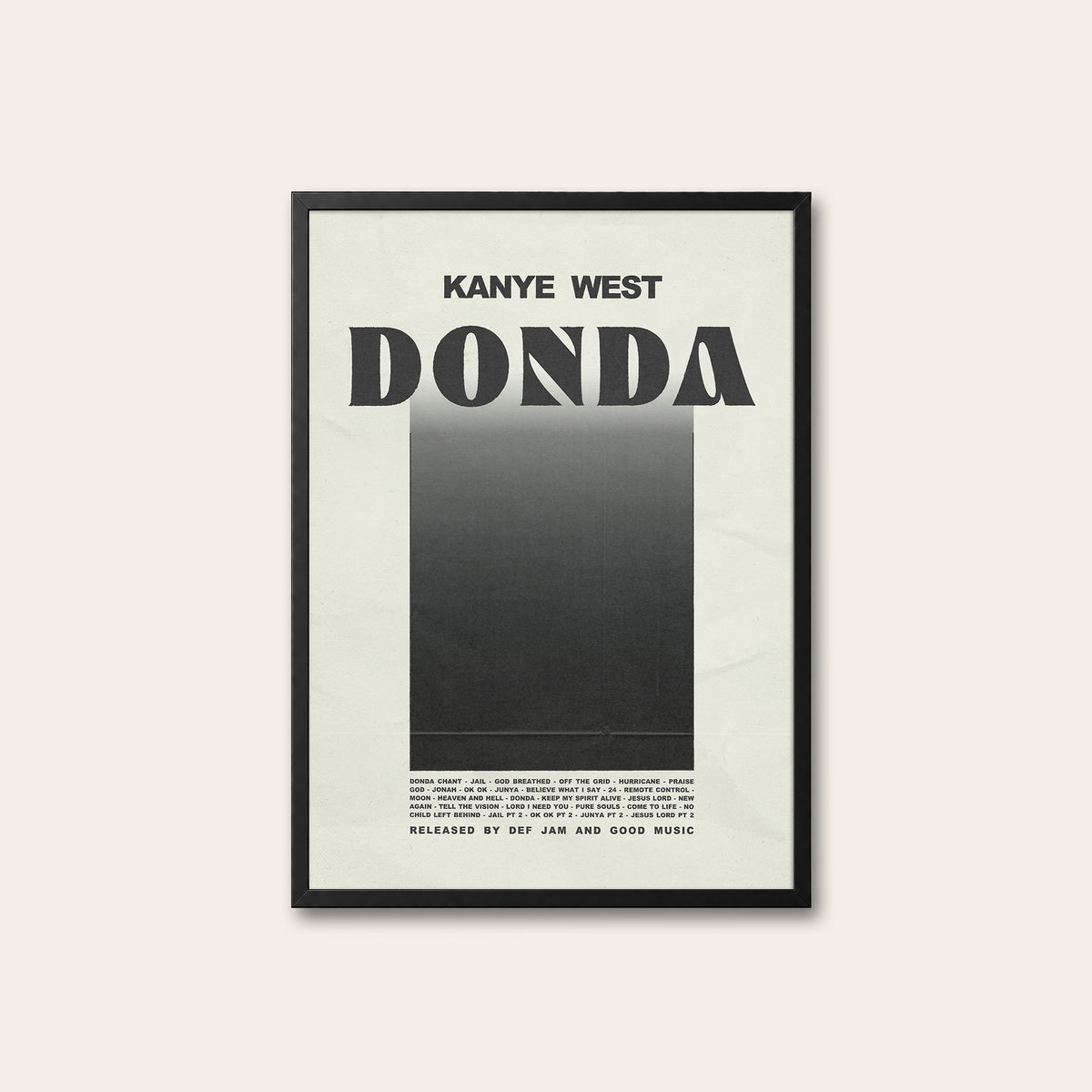 Kanye West Donda album poster — black frame
