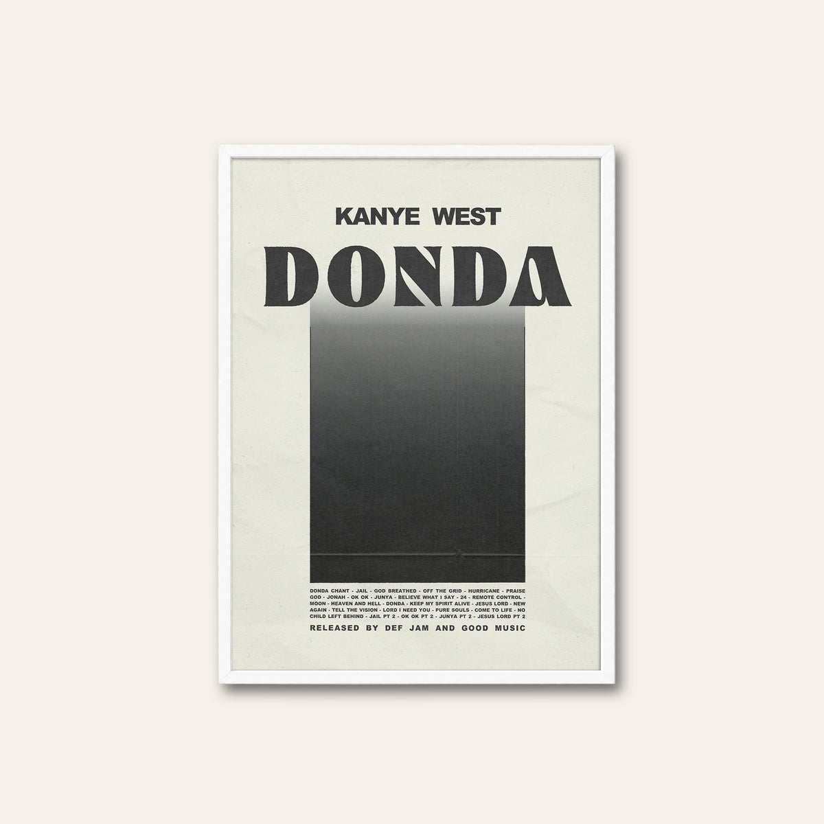 Kanye West Donda album poster — white frame