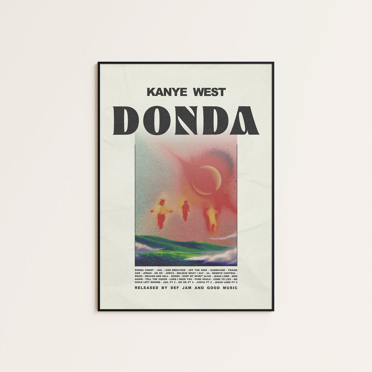 Kanye West Donda album poster — black frame display