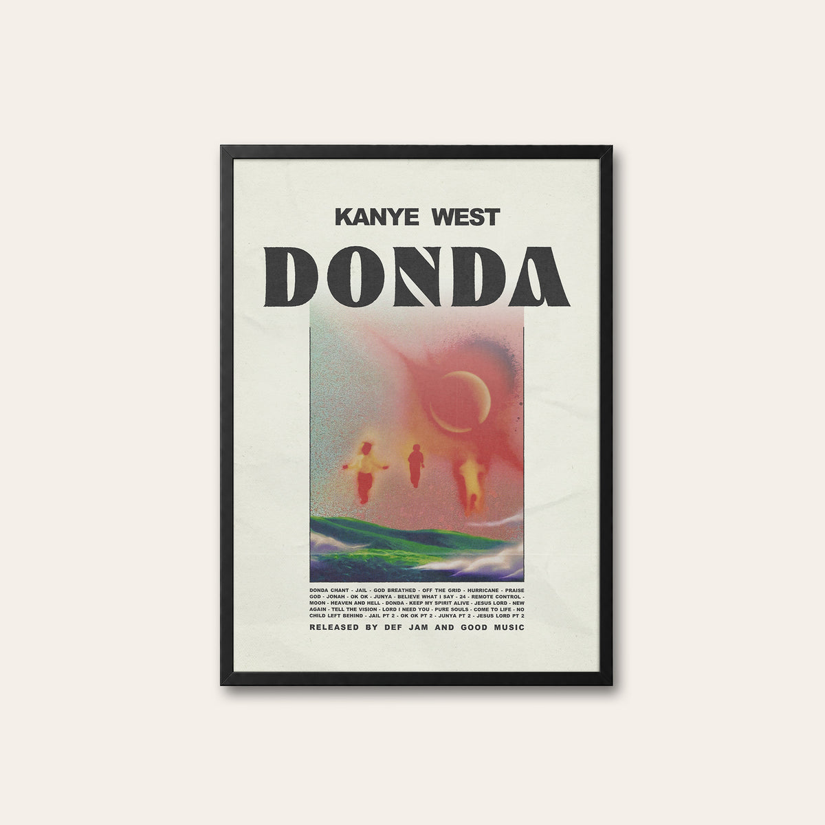 Kanye West Donda album poster — black frame