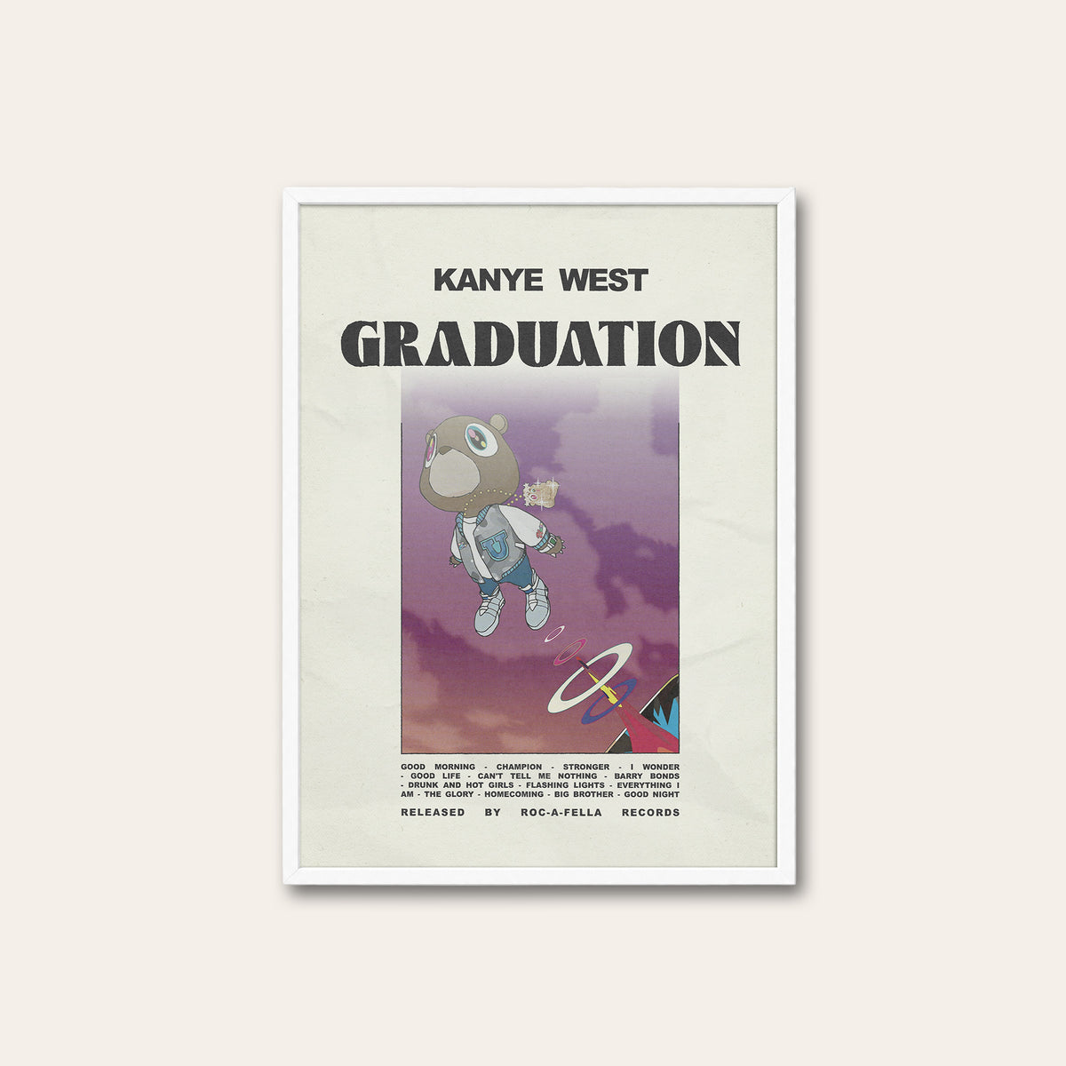 Kanye West Graduation album poster — white frame